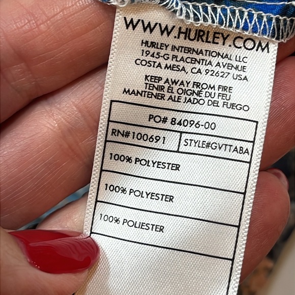 Hurley babydoll L Tank Top blue peach splatter adjustable thin straps split side - Picture 6 of 10